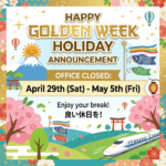 Golden Week holiday office closure from April 29 to May 5 with festive Japanese illustrations